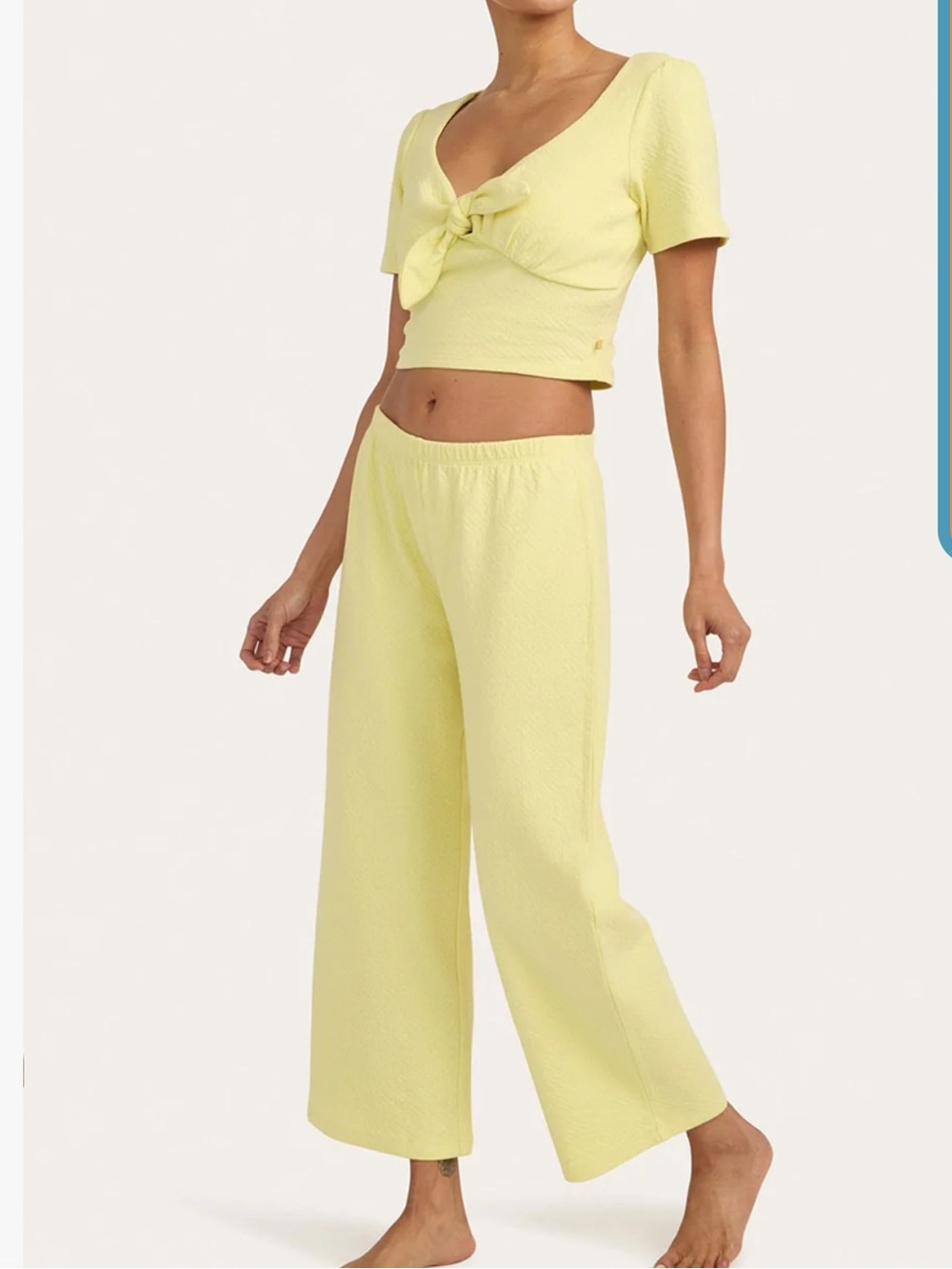 cozyland pajama set Top and matching crop PJ pants in Butter yellow size small